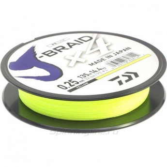 Шнур DAIWA J-Braid X4E-W/SC 0,17мм 135м желтый Шнур DAIWA J-Braid X4E-W/SC 0,17мм 135м желтый